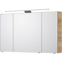 Bad Spiegelschrank, 120cm, mit LED-Aufsatzleuchte in Riviera Eiche quer Nb. SOLINGEN-66, B/H/T ca. 120/70,3/17 cm von LOMADOX
