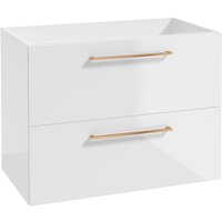 Bad Unterschrank mit 2 Schubladen, 80 cm breit, in weiß Hochglanz mit Metallgriff in kupfer MESSINA-107, B/H/T: ca. 80/60/45 cm Bad Unterschrank mit 2 Schubladen, 80 cm breit, in weiß Hochglanz mit Metallgriff in kupfer MESSINA-107, B/H/T: ca. 80/60/45 cm von LOMADOX