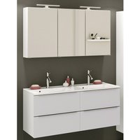 Lomadox - Badezimer Doppelwaschtisch-Set 120cm in Matt weiß GHOM-03 mit LED-Spiegelschrank, b/h/t ca. 120/200/48 cm von LOMADOX
