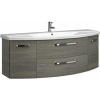 Badezimmer 140cm Waschtisch FES-4010-66 mit Unterschrank & Waschbecken in Dekor Graphit Struktur quer Nb. - b/h/t: 144/54/50cm von LOMADOX