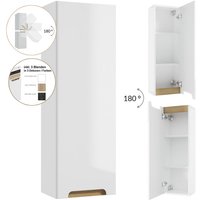 Badezimmer Hängeschrank / Hochschrank drehbar um 180° SOFIA-107 in weiß, Hochglanz lackiert, b/h/t: 30/90/22 cm - weiß von LOMADOX