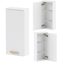 Lomadox - Badezimmer Hängeschrank DABO-04 in kreide weiß mit Landhaus-Eiche, b/h/t: 32,7/72,3/16,25 cm - weiß von LOMADOX