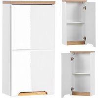 Lomadox - Badezimmer Hängeschrank SOLNA-56, Hochglanz weiß mit Wotaneiche, b x h x t ca. 35 x 70 x 20cm von LOMADOX