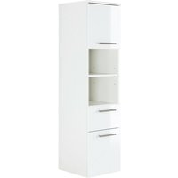 Lomadox - Badezimmer Hochschrank mit 2 Türen LAGOS-02 mit 2 Türen und Schublade Hochglanz weiß, b x h x t ca. 35,2 x 134,5 x 36,8cm - weiß von LOMADOX