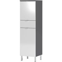 Lomadox - Badezimmer Midi-Schrank MACUL-01 Seitenschrank in Graphit und Hochglanz weiß - BxHxT ca. 34x120x34cm von LOMADOX