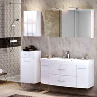 Lomadox - Badezimmer Set 120cm Waschtisch FLORIDO-03 in Hochglanz weiß b x h x t: ca. 175 x 200 x 47 cm von LOMADOX