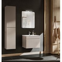 Badezimmer Set 61 cm Waschtisch Keramik Waschbecken Hochschrank IRAKLIO-56-CASHMERE Kaschmir B/H/T ca. 120/200/46 cm von LOMADOX