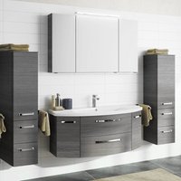 Lomadox - Badezimmer-Set mit 120cm Keramik Waschtisch, Spiegelschrank & 2 Midischränken FES-4010-66 in Graphit Struktur von LOMADOX