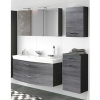 Badezimmer Set mit 120cm Waschtisch & Spiegelschrank FLORIDO-03 Eiche Rauchsilber, graphitgrau b x h x t: ca. 230 x 200 x 47 cm von LOMADOX