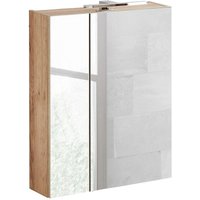 Lomadox - Badezimmer Spiegelschrank 60 cm mit LED-Beleuchtung Wotaneiche b/h/t 60/75-80/16cm von LOMADOX