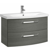Lomadox - Badezimmer Waschtisch FES-4010-66 mit 80cm Unterschrank & Keramikbecken in Dekor Graphit Struktur quer Nb. - b/h/t: 84/54/46cm von LOMADOX