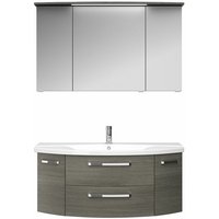 Lomadox - Badezimmer Waschtisch und Spiegelschrank FES-4010-66 Dekor Graphit Struktur quer Nb. mit Keramik Waschbecken - b/h/t: 121/175/48cm von LOMADOX