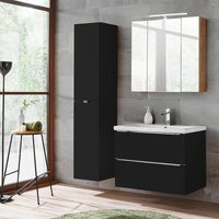 Badezimmermöbel Set mit 80cm Keramik-Waschtisch TOSKANA-BLACK-56 seidenmatt anthrazit BxHxT ca. 135/190/46cm Badezimmermöbel Set mit 80cm Keramik-Waschtisch TOSKANA-BLACK-56 seidenmatt anthrazit BxHxT ca. 135/190/46cm von LOMADOX