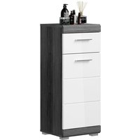 Lomadox - Badezimmerschrank ca. 37 cm breit modern in Hochglanz weiß mit grau SIROCO-158 von LOMADOX