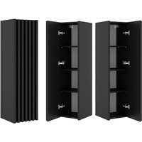 Lomadox - Badmöbel Hochschrank NANTES-107 in schwarz mit Lamellenfront, b/h/t: ca. 34/125/36 cm von LOMADOX