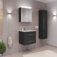 Badmöbel Set 3-teilig, Waschtisch 60cm breit mit Waschbecken, in grau - HARLINGEN-02 Badmöbel Set 3-teilig, Waschtisch 60cm breit mit Waschbecken, in grau - HARLINGEN-02 von LOMADOX