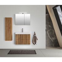 Lomadox - Badmöbel Set 3-teilig 80 cm Waschtisch, led Spiegelschrank Eiche Desio-107 von LOMADOX