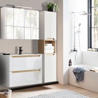 Lomadox - Badmöbel Set Hochglanz weiß mit Trüffel-Buche SOFIA-107 80cm Keramik-Waschtisch & LED-Spiegelschrank, b/h/t ca. 130/200/46 cm Lomadox - Badmöbel Set Hochglanz weiß mit Trüffel-Buche SOFIA-107 80cm Keramik-Waschtisch & LED-Spiegelschrank, b/h/t ca. 130/200/46 cm von LOMADOX