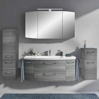Lomadox - Badmöbel Set in graphit Struktur CERVIA-66 mit 121cm Waschtisch & LED-Spiegelschrank, b/h/t: 207/200/50,5 cm von LOMADOX