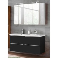 Badmöbel Set in seidenmatt anthrazit mit Doppel-Keramik-Waschtisch und 2 Spiegelschränken TOSKANA-BLACK-56 BxHxT ca. 120/190/46cm Badmöbel Set in seidenmatt anthrazit mit Doppel-Keramik-Waschtisch und 2 Spiegelschränken TOSKANA-BLACK-56 BxHxT ca. 120/190/46cm von LOMADOX