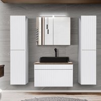 Badmöbel Set in weiß matt mit Vintage Eiche Nb. IRAKLIO-56 Keramik Waschbecken schwarz und 2 Hochschränke, b/h/t: ca. 190/200/46 cm Badmöbel Set in weiß matt mit Vintage Eiche Nb. IRAKLIO-56 Keramik Waschbecken schwarz und 2 Hochschränke, b/h/t: ca. 190/200/46 cm von LOMADOX