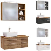 Lomadox - Badmöbel Set inkl. LED-Spiegelschrank 90 cm & Keramik Aufsatzwaschbecken Links TAREE-03 in wotaneiche Nachbildung von LOMADOX