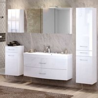 Lomadox - Badmöbel Set mit 120cm Waschtisch & Hochschrank FLORIDO-03 Hochglanz weiß b x h x t: ca. 230 x 200 x 47 cm von LOMADOX