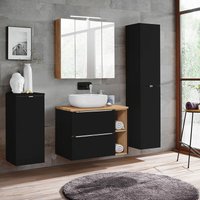 Badmöbel Set mit LED-Spiegelschrank TOSKANA-BLACK-56 seidenmatt anthrazit & Wotaneiche B/H/T ca.190/200/46cm von LOMADOX