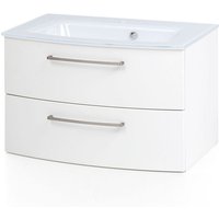 Badmöbel Waschtisch-Unterschrank TRONDHEIM-03 matt weiß, 80cm inkl. Glas-Waschtisch in weiß, b/h/t: ca. 80/53/49cm Badmöbel Waschtisch-Unterschrank TRONDHEIM-03 matt weiß, 80cm inkl. Glas-Waschtisch in weiß, b/h/t: ca. 80/53/49cm von LOMADOX