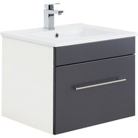 Badmöbel Waschtisch mit Unterschrank LAGOS-02 Seidenglanz anthrazit, b x h x t ca. 60,5 x 50 x 46,3cm von LOMADOX