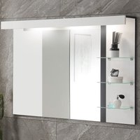 Beleuchteter Badspiegel mit seitlicher Ablage CHARLESTON-61 in weiß mit Absetzungen in schwarz, b/h/t: ca. 120/85/20 cm - schwarz von LOMADOX
