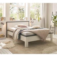 Bett 140x200 cm SHELTON-61 in Pinie weiß mit anthrazit von LOMADOX