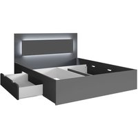 Bett 180x200 cm in graphit FAIDO-166, Kopfteil mit LED-Beleuchtung von LOMADOX