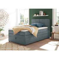 Boxspringbett 140x200 cm Jugendbett mit Bettkasten TEREZIN-09 Hotelbett in Uran denim - blau von LOMADOX