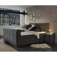 Boxspringbett 180x200 cm, mit TV-Halterung, mit Bettkasten, Hotelbett in anthrazit DURAZNO-09 von LOMADOX