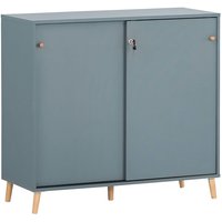 Büro Aktenschrank Schiebetüren abschließbar SISAK-80 in blau, b/h/t: ca. 100,1/92,6/41 cm von LOMADOX