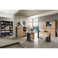 Lomadox - Büromöbel Set 11-teilig MANRESA-36 mit höhenverstellbarem Schreibtisch in graphit und Eiche von LOMADOX