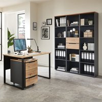Lomadox - Büromöbel Set 5-teilig MANRESA-36 mit 120cm Schreibtisch in graphit und Eiche von LOMADOX