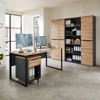 Büromöbel Set 5-teilig MANRESA-36 mit 170cm Schreibtisch in graphit und Eiche - braun von LOMADOX