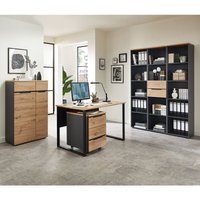 Büromöbel Set 6-teilig MANRESA-36 mit 120cm Schreibtisch in graphit und Eiche von LOMADOX