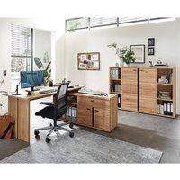 Büromöbel Set 6-teilig SARINA-36 mit Schreibtisch in Altesche teilmassiv - braun von LOMADOX