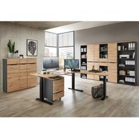 Büromöbel Set 9-teilig MANRESA-36 mit höhenverstellbarem Winkelschreibtisch in graphit und Eiche Büromöbel Set 9-teilig MANRESA-36 mit höhenverstellbarem Winkelschreibtisch in graphit und Eiche von LOMADOX