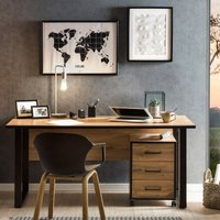 Büromöbel Set FALUN-80 in Eiche Landhaus Nb. mit Rollcontainer von LOMADOX