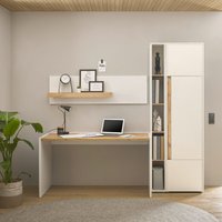 Büromöbel Set weiß mit Eiche CRISP-61 modern 3-teilig mit Schreibtisch von LOMADOX
