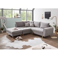 Ecksofa mit Hocker und Kissen in anthrazit, L-Form mit Recamiere links, Serie AREZZO-09 Ecksofa mit Hocker und Kissen in anthrazit, L-Form mit Recamiere links, Serie AREZZO-09 von LOMADOX