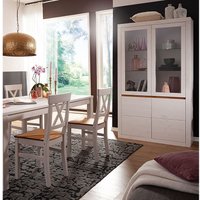 Esszimmer Set Massivholz Esstisch und Vitrinenschrank WILSON-69 in Kiefer massiv weiß Esszimmer Set Massivholz Esstisch und Vitrinenschrank WILSON-69 in Kiefer massiv weiß von LOMADOX