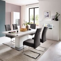 Esszimmer Set weiß matt ALIA-05 modern, 3-teilig, mit Esstisch und Vitrinen von LOMADOX