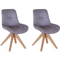 Esszimmerstuhl 2er-Set Kunstleder in grau TARRAS-123 mit massivem Stativgestell in Eiche, 360° drehbar, B/H/T: ca. 55/84/60 cm von LOMADOX