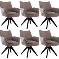 Esszimmerstuhl mit Armlehnen (6er Set), braun mit grau, FALLON-55 von LOMADOX