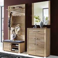 Flugarderoben Set Sonoma Eiche hell GOCH-36 Schuhschrank Schuhbank Spiegel Paneel b x h x t ca.: 179 x 196 x 40 cm von LOMADOX